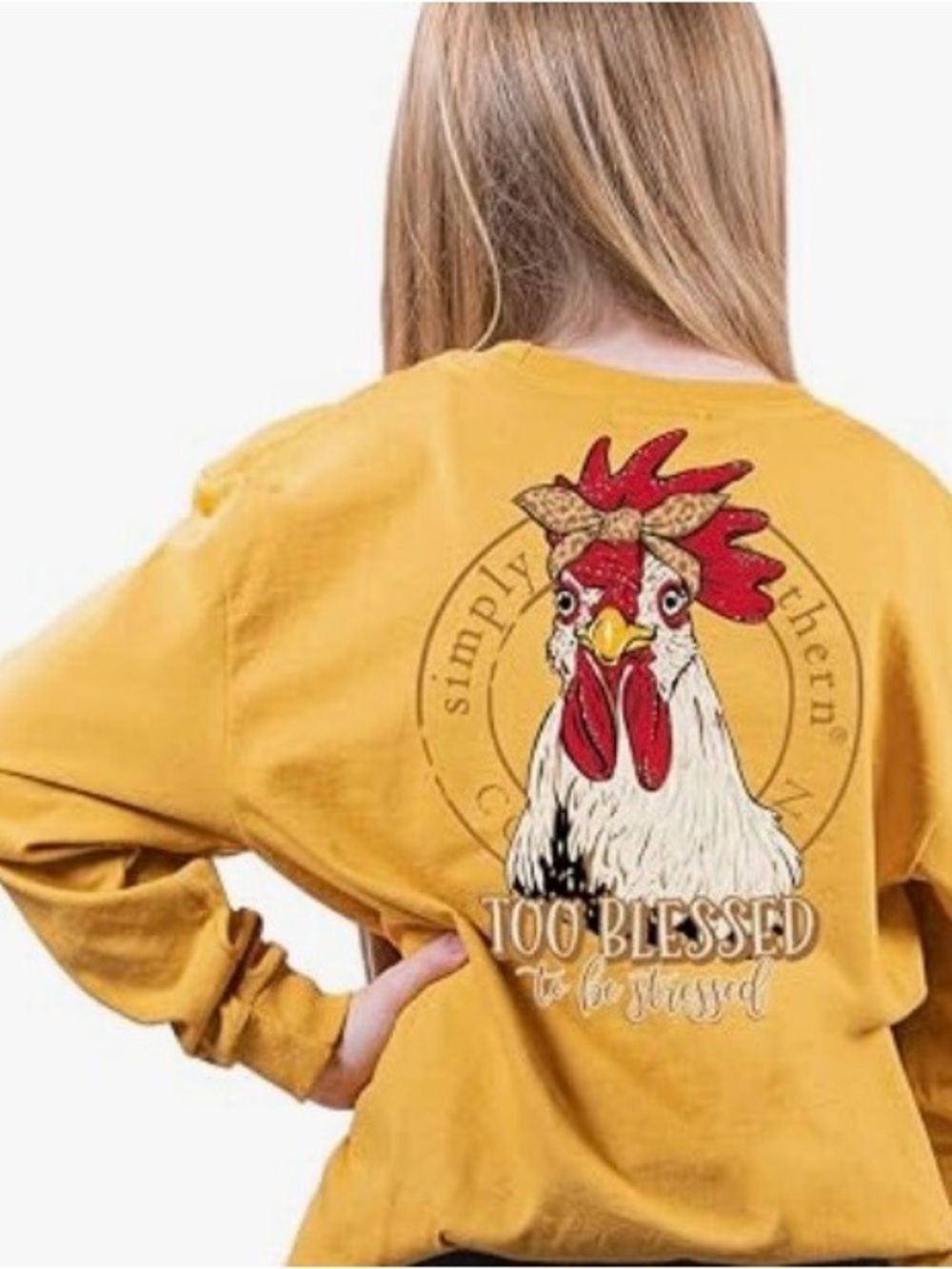 Simply Southern Mustard Rooster Graphic Long Sleeve Tee